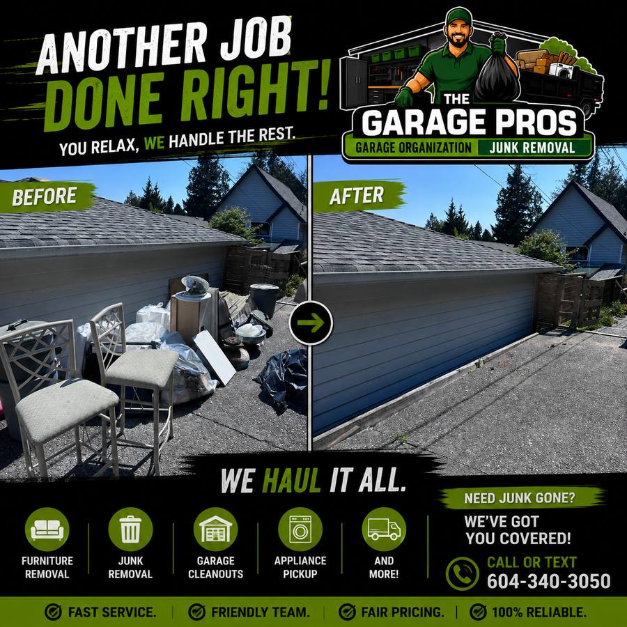 Before and after junk removal job