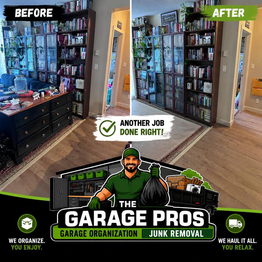 Before and after junk removal job