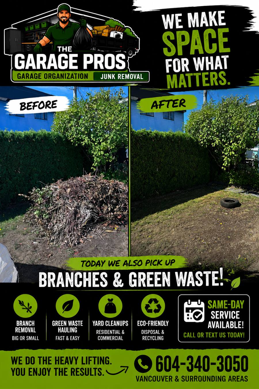 Before and after junk removal job